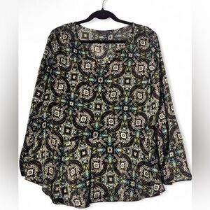 The Limited Black and Blue Patterned Blouse size L
